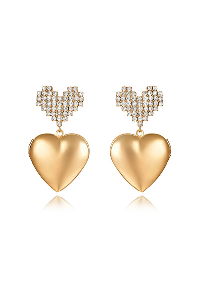 Explore More Collection - Digital Love Crystal Heart Dangle Earrings