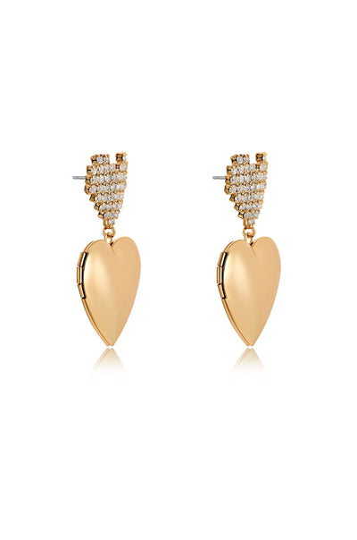 Explore More Collection - Digital Love Crystal Heart Dangle Earrings