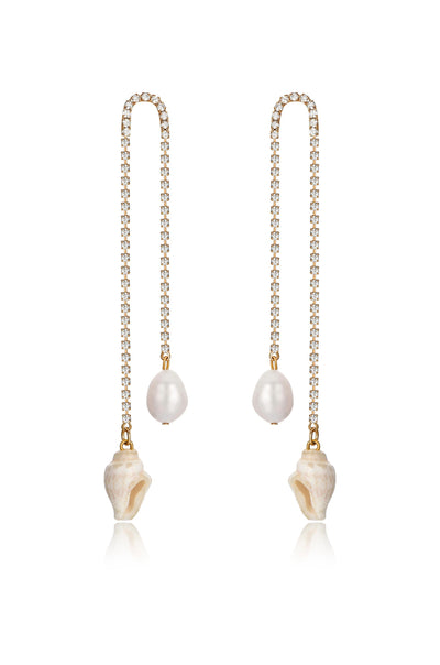 Balanced Shell and Pearl Earrings