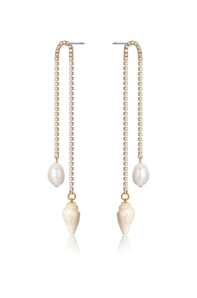 Balanced Shell and Pearl Earrings