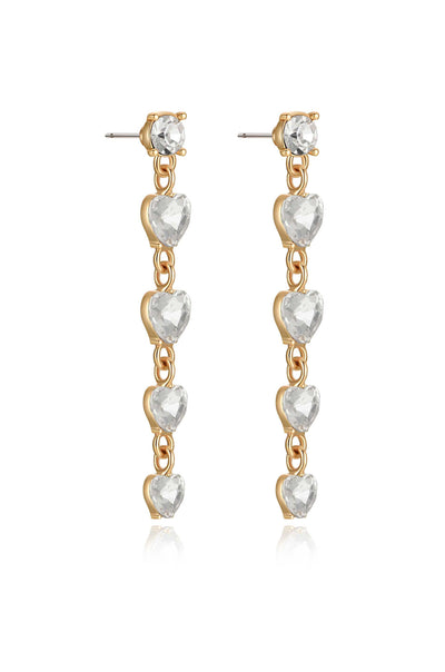 Explore More Collection - Descending Crystal Heart Earrings