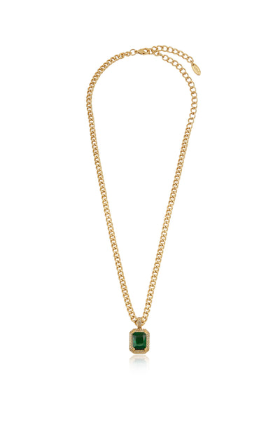 Explore More Collection - Emerald Stone Pendant Link Necklace