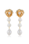 Explore More Collection - Golden Petals and Graduating Freshwater Pearl Earrings