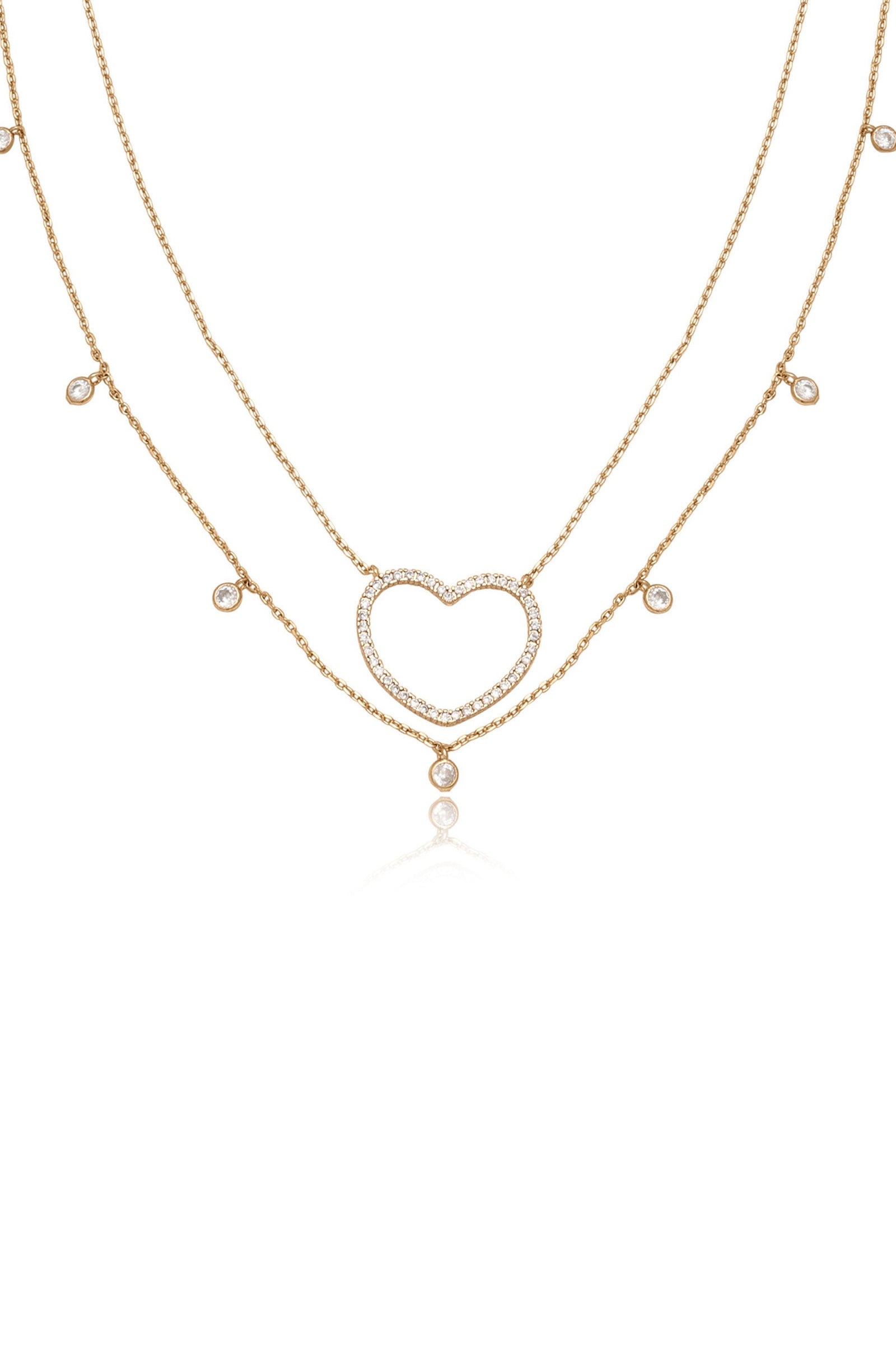 Explore More Collection - Crystal Heart Drop Necklace Set