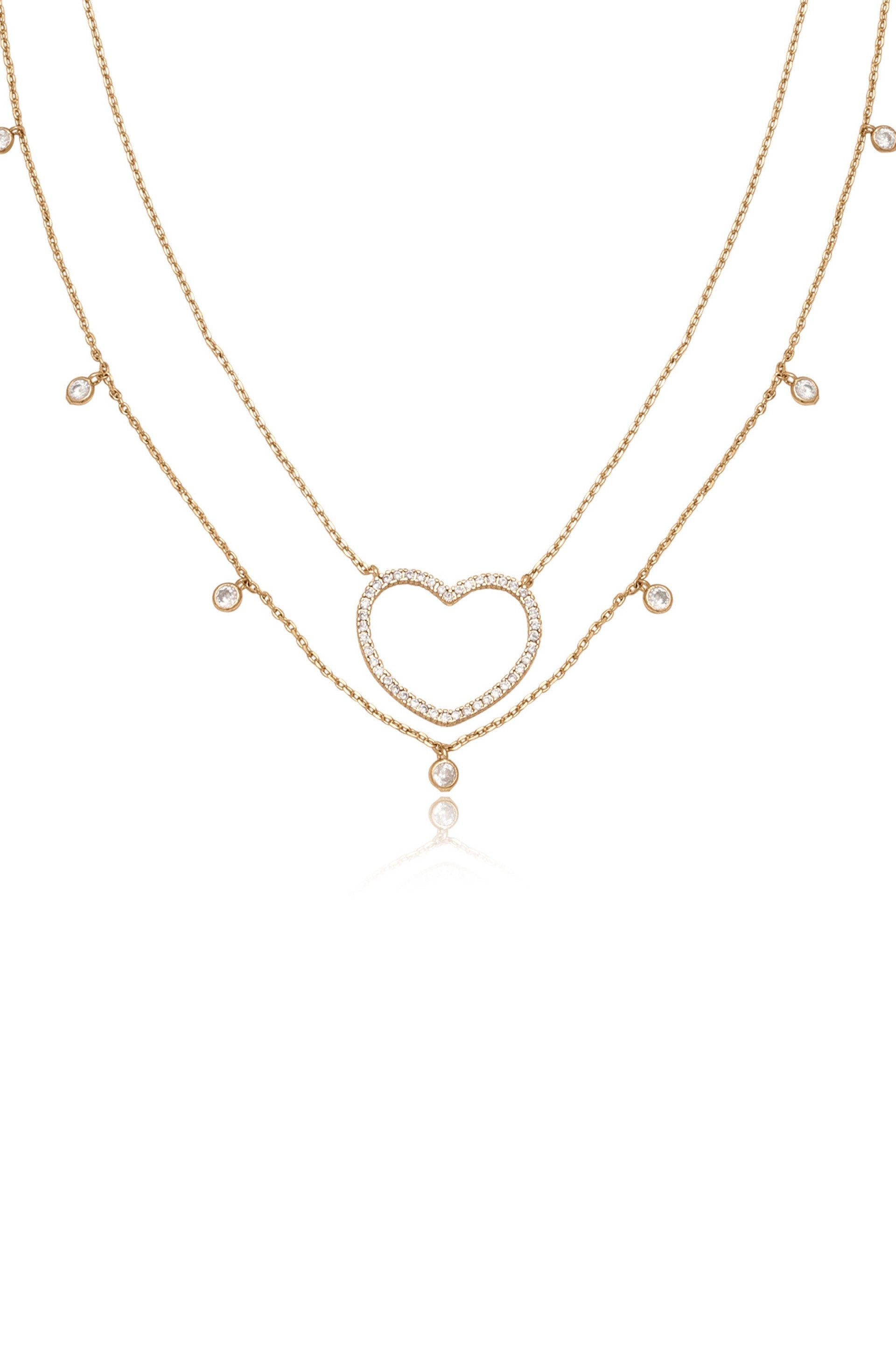 Explore More Collection - Crystal Heart Drop Necklace Set