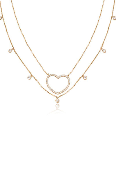 Explore More Collection - Crystal Heart Drop Necklace Set