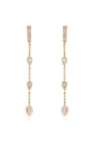 Explore More Collection - Bezel Crystal Huggie Hoop Dangle Earrings