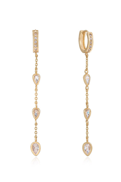 Explore More Collection - Bezel Crystal Huggie Hoop Dangle Earrings