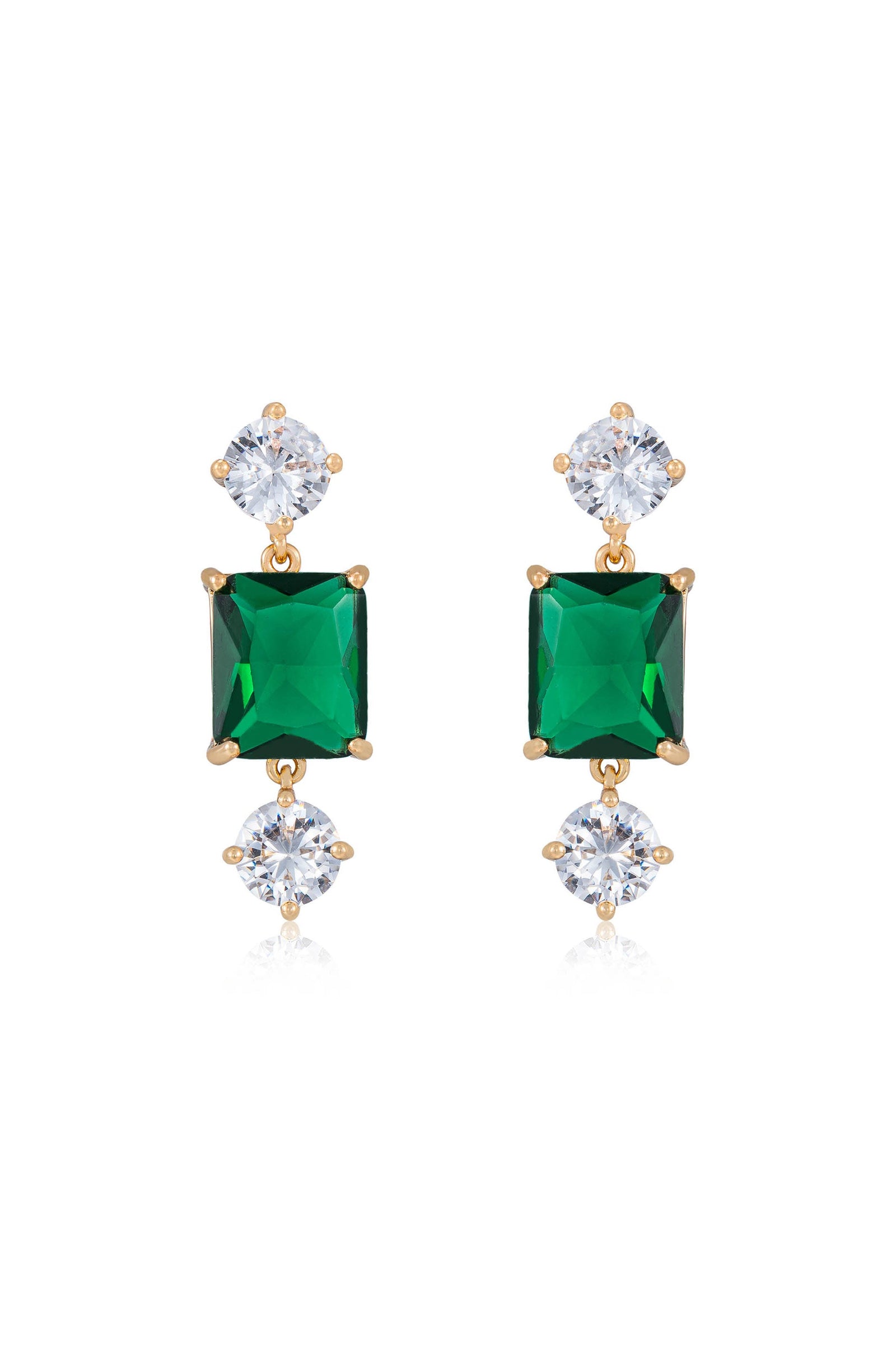 Explore More Collection - Emerald Beauty Dangle Earrings