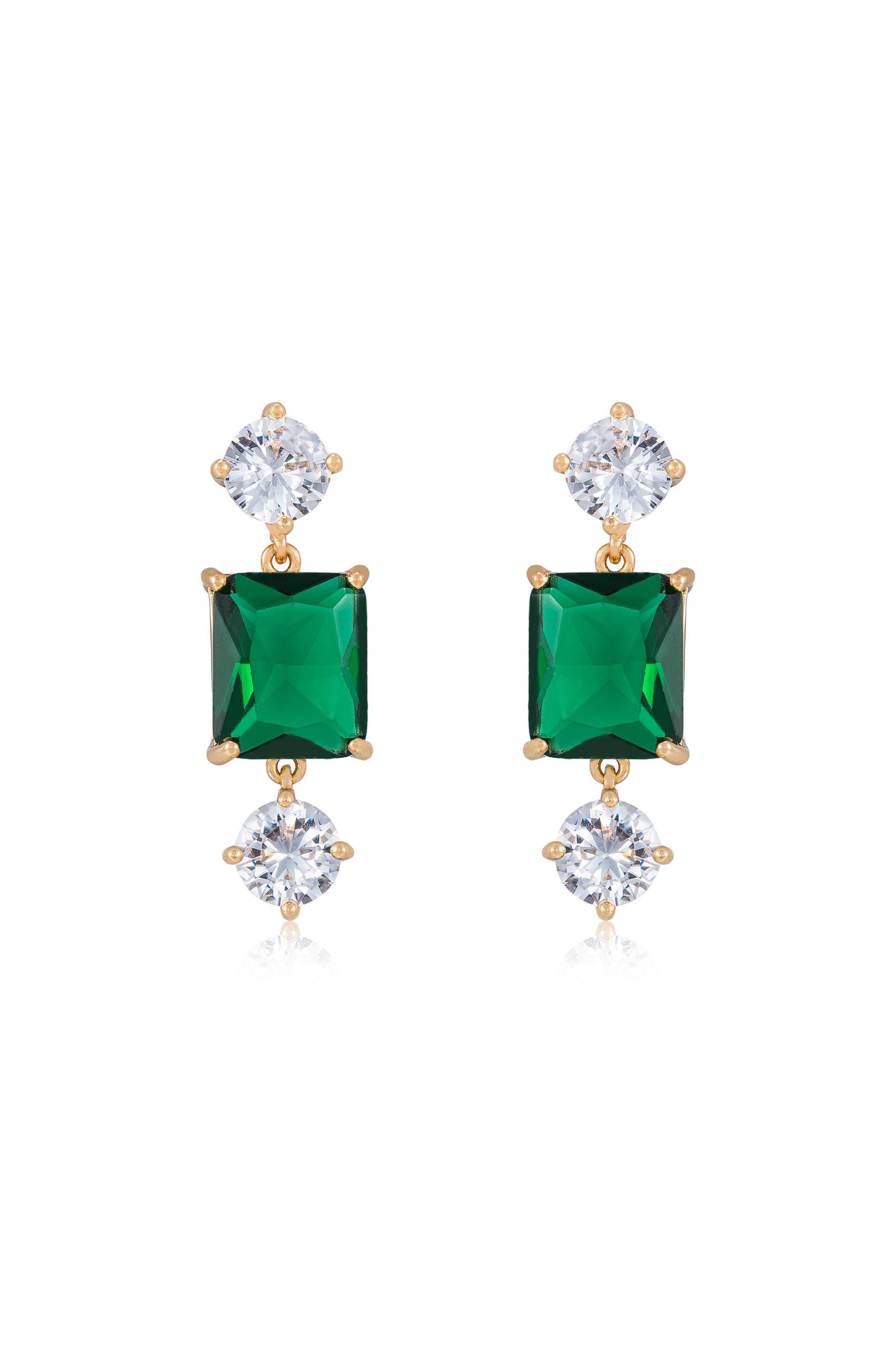 Explore More Collection - Emerald Beauty Dangle Earrings