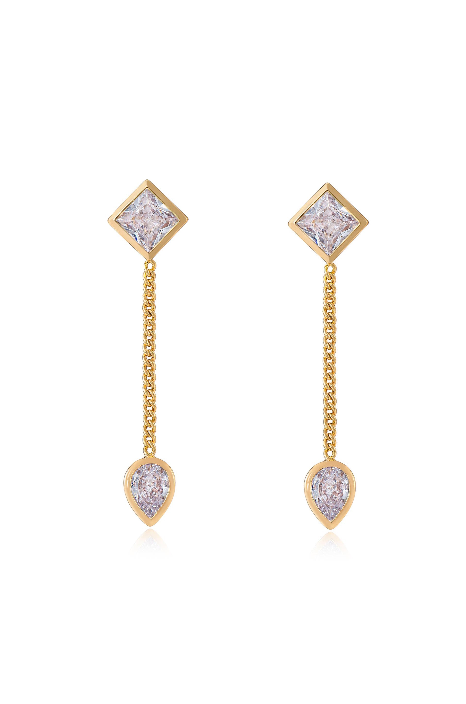 Explore More Collection - Bezel Crystal Shapes Drop Earrings