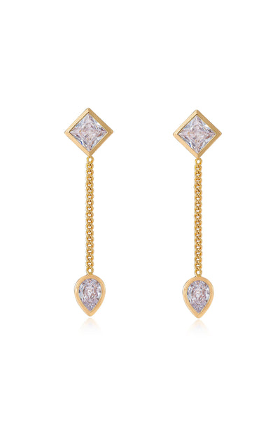 Explore More Collection - Bezel Crystal Shapes Drop Earrings