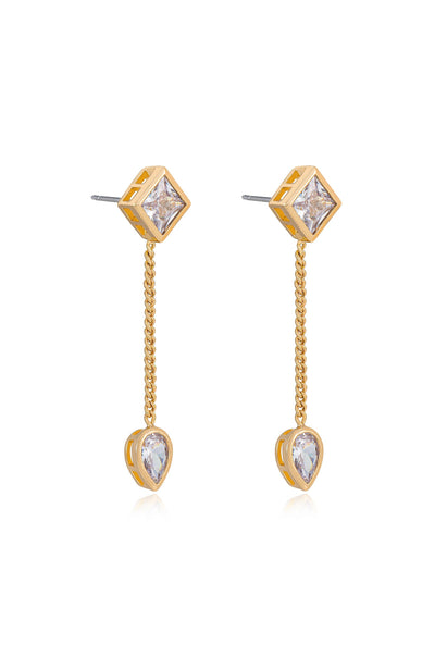 Explore More Collection - Bezel Crystal Shapes Drop Earrings