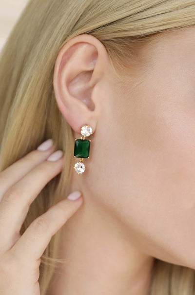 Explore More Collection - Emerald Beauty Dangle Earrings