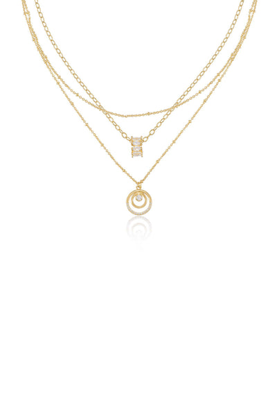 Explore More Collection - Circles of Crystal Dainty Layered Necklace Set