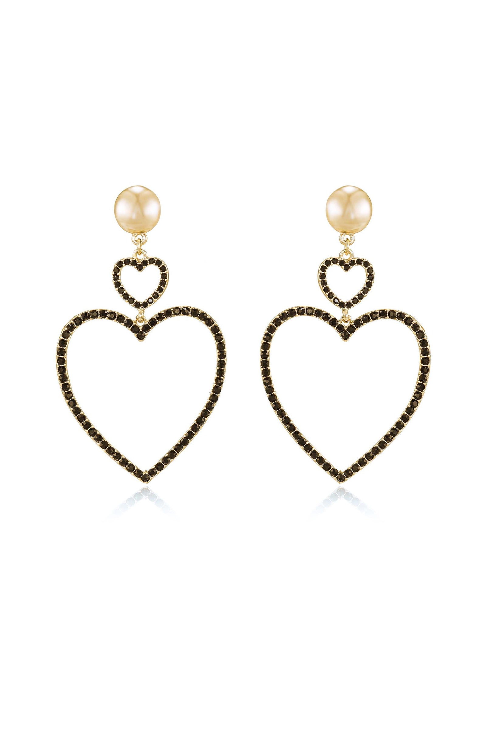 Explore More Collection - Double Heart Crystal Drop Earrings