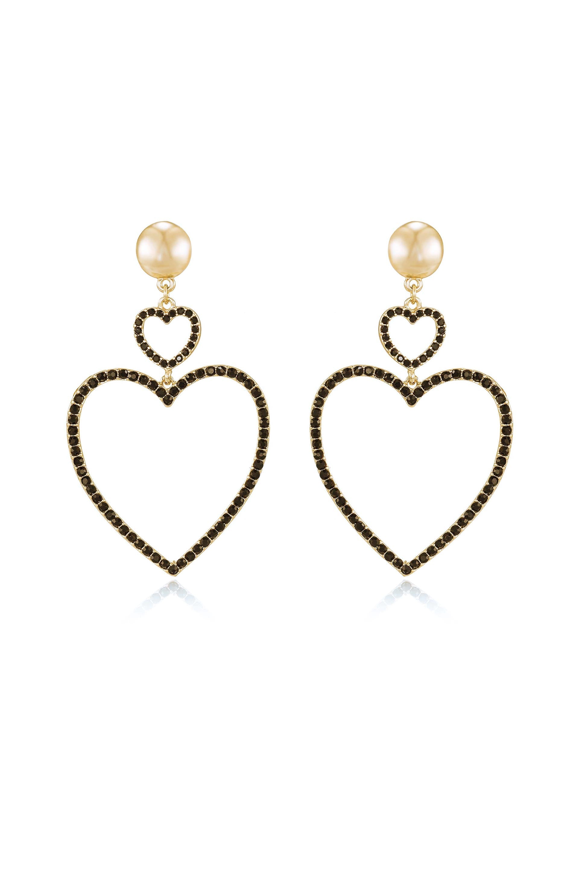 Explore More Collection - Double Heart Crystal Drop Earrings