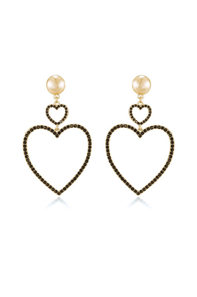 Explore More Collection - Double Heart Crystal Drop Earrings