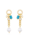 Explore More Collection - Pearl, Turquoise, and Crystal Charm Dangle Earrings