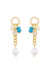 Explore More Collection - Pearl, Turquoise, and Crystal Charm Dangle Earrings