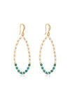 Explore More Collection - Turquoise and Pearl Teardrop Drop Earrings