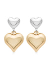 Explore More Collection - Dangling Mixed Metal Heart Earrings