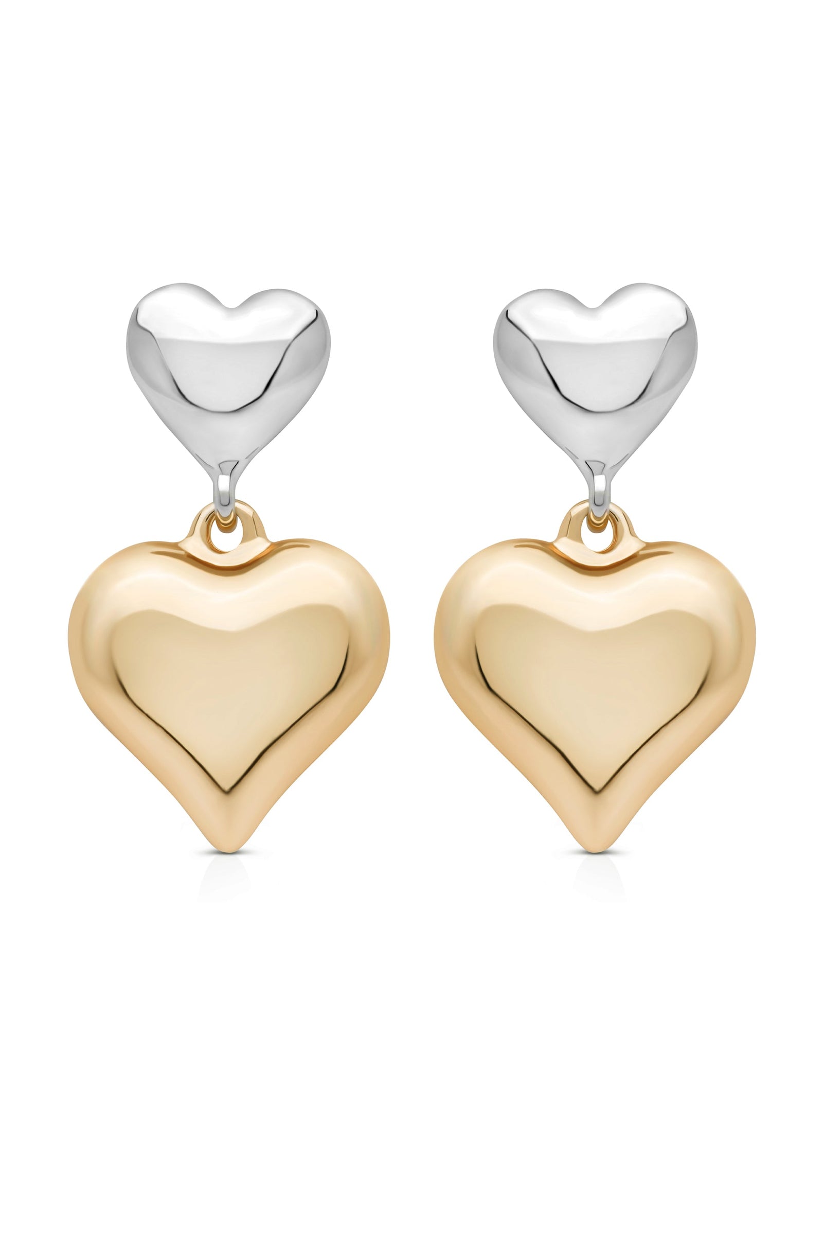 Explore More Collection - Dangling Mixed Metal Heart Earrings