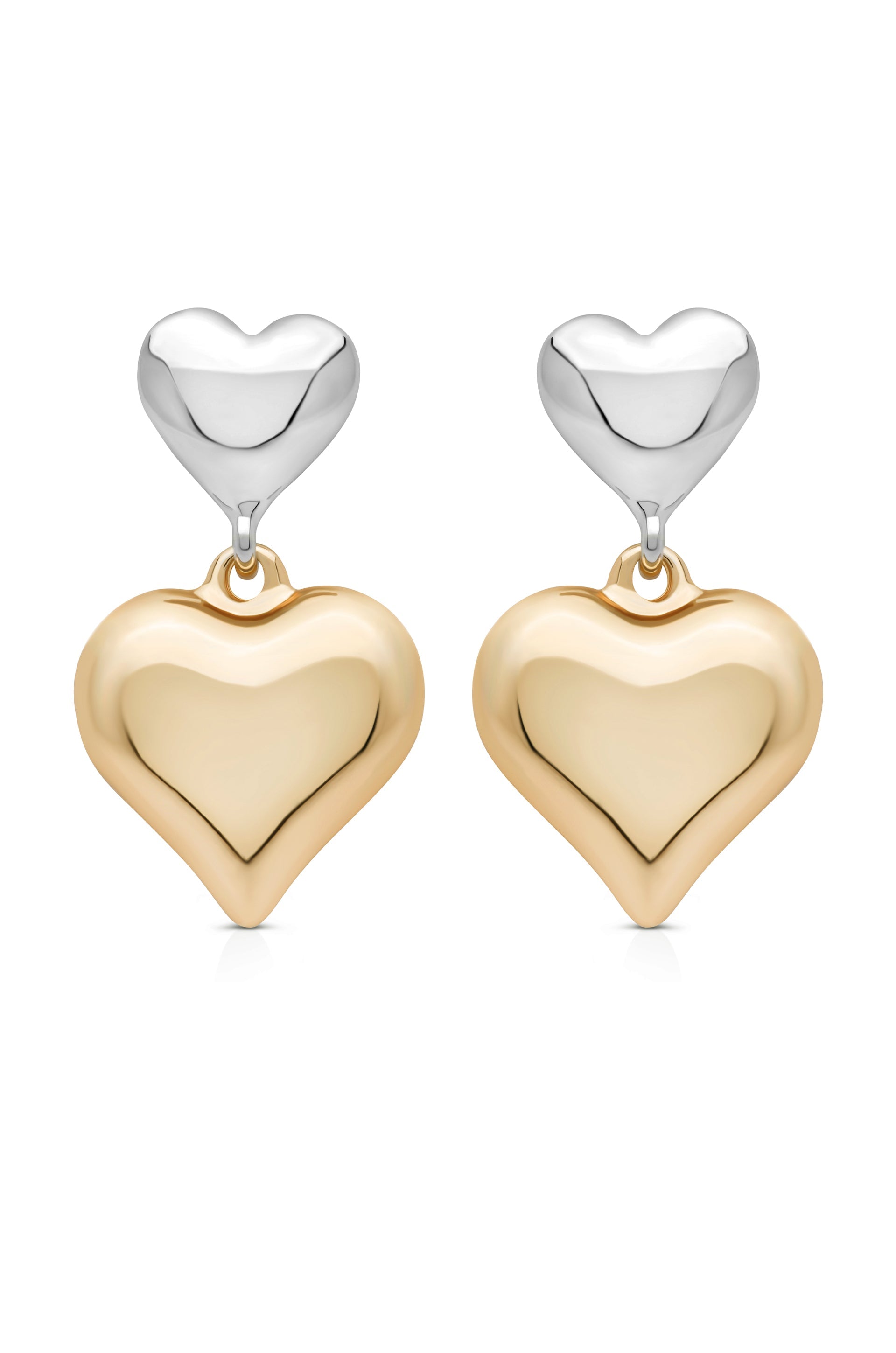 Explore More Collection - Dangling Mixed Metal Heart Earrings