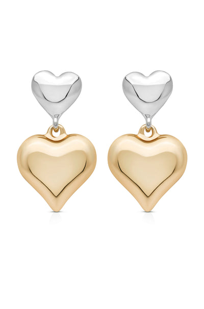 Explore More Collection - Dangling Mixed Metal Heart Earrings