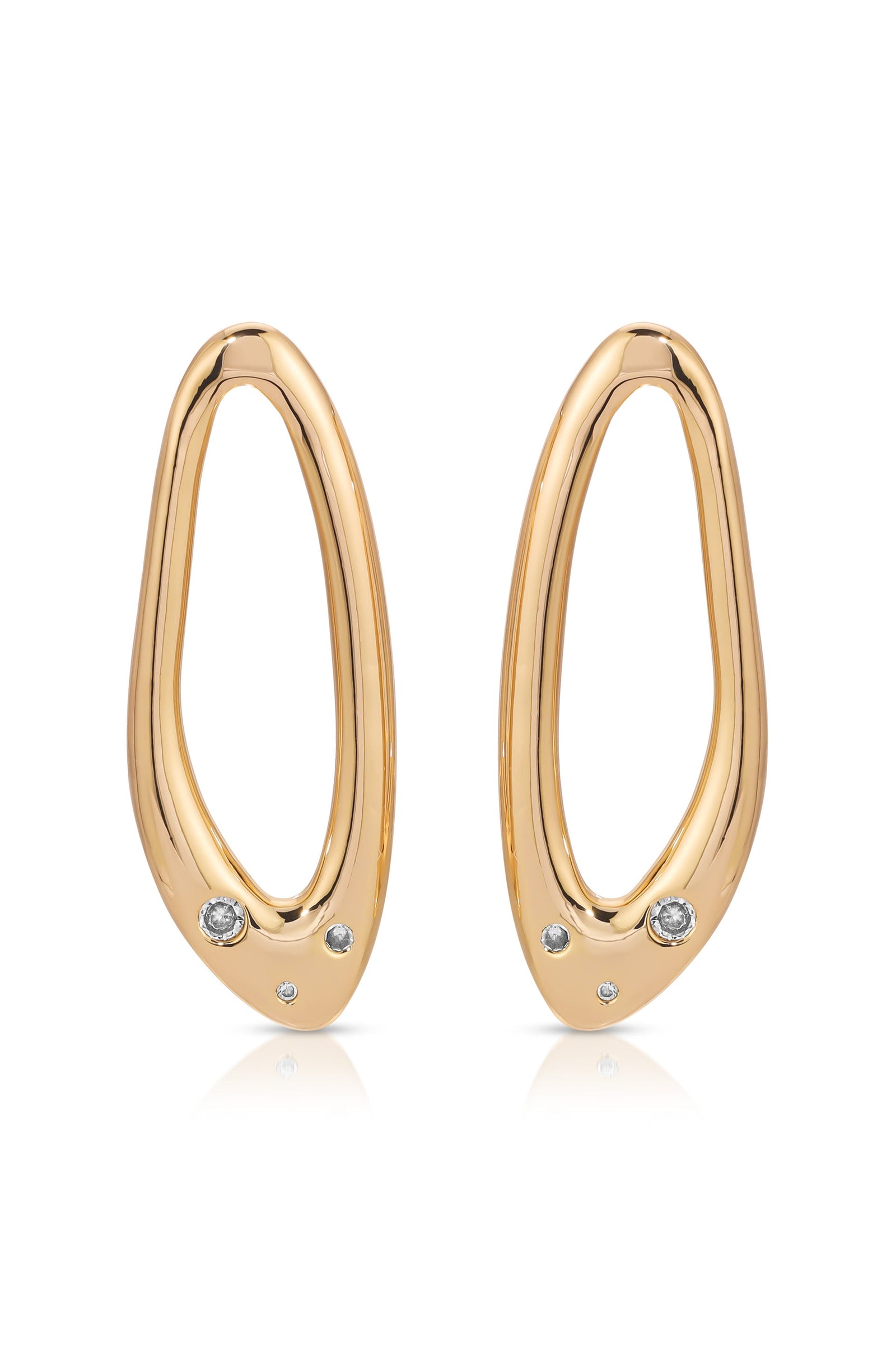 Explore More Collection - Molten Crystal Dotted Oval Earrings
