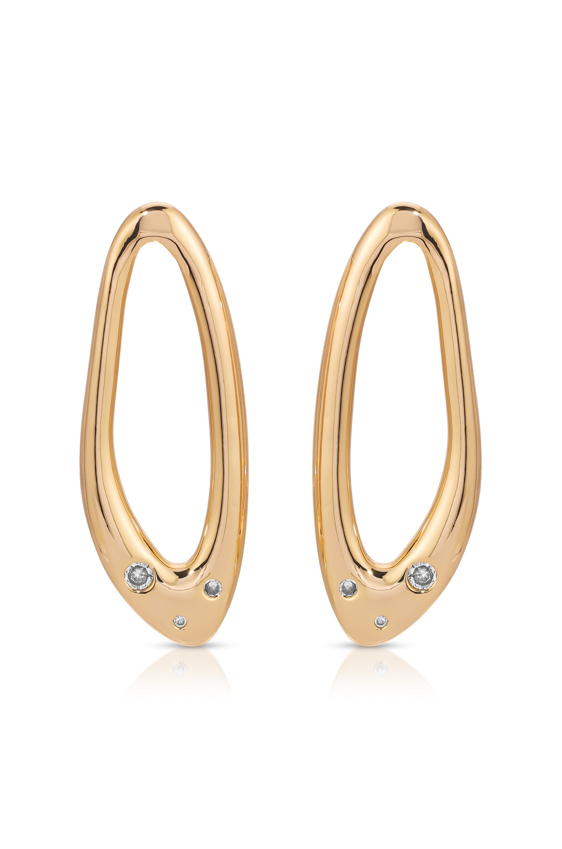 Explore More Collection - Molten Crystal Dotted Oval Earrings