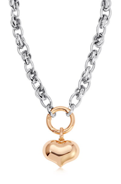 Explore More Collection - Locked in Love Mixed Metal Heart Necklace