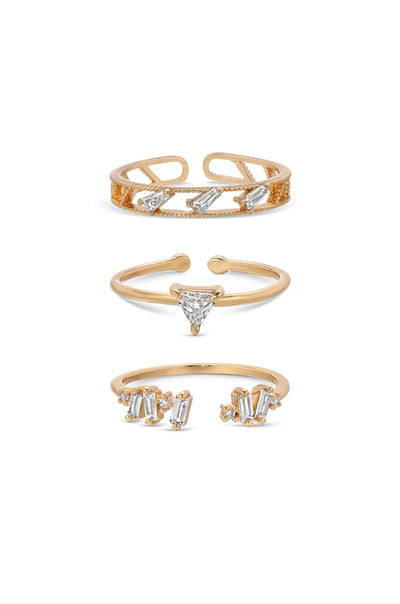 Explore More Collection - Love Story Crystal Ring Set of 3