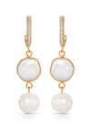 Explore More Collection - Dangling Freshwater Pearl Huggie Hoop Earrings