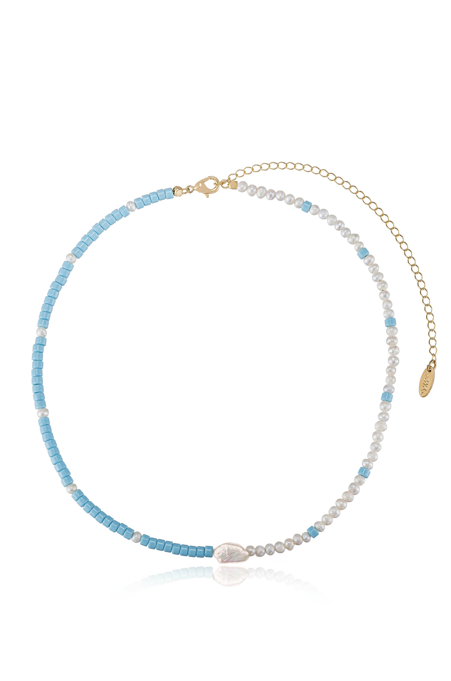 Explore More Collection - Beach Day Turquoise and Pearl Strand Necklace