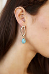 Explore More Collection - Open Circle Turquoise Dangle Earrings