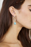 Explore More Collection - Open Circle Turquoise Dangle Earrings