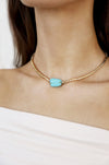 Explore More Collection - Gold Beaded Turquoise Nugget Necklace