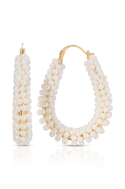 Explore More Collection - Pearl Wrapped Hoop Earrings