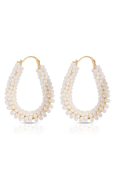 Explore More Collection - Pearl Wrapped Hoop Earrings