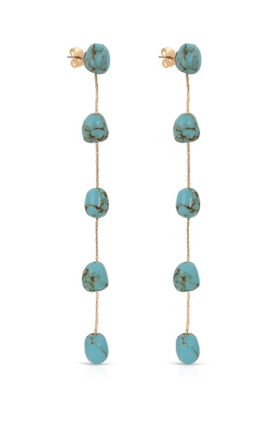 Explore More Collection - Dripping Turquoise Delicate Drop Earrings