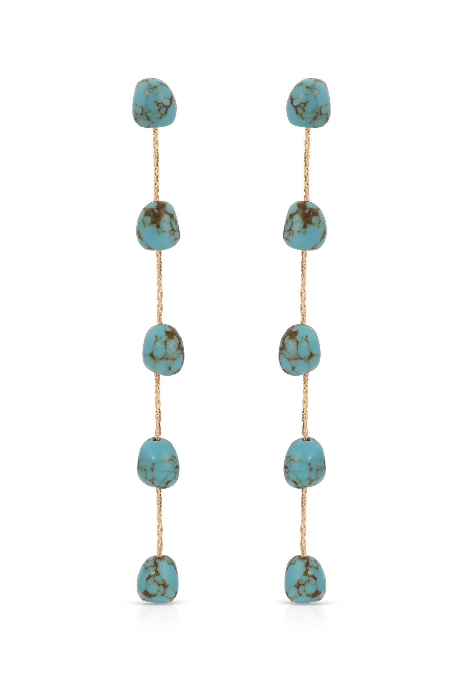 Explore More Collection - Dripping Turquoise Delicate Drop Earrings