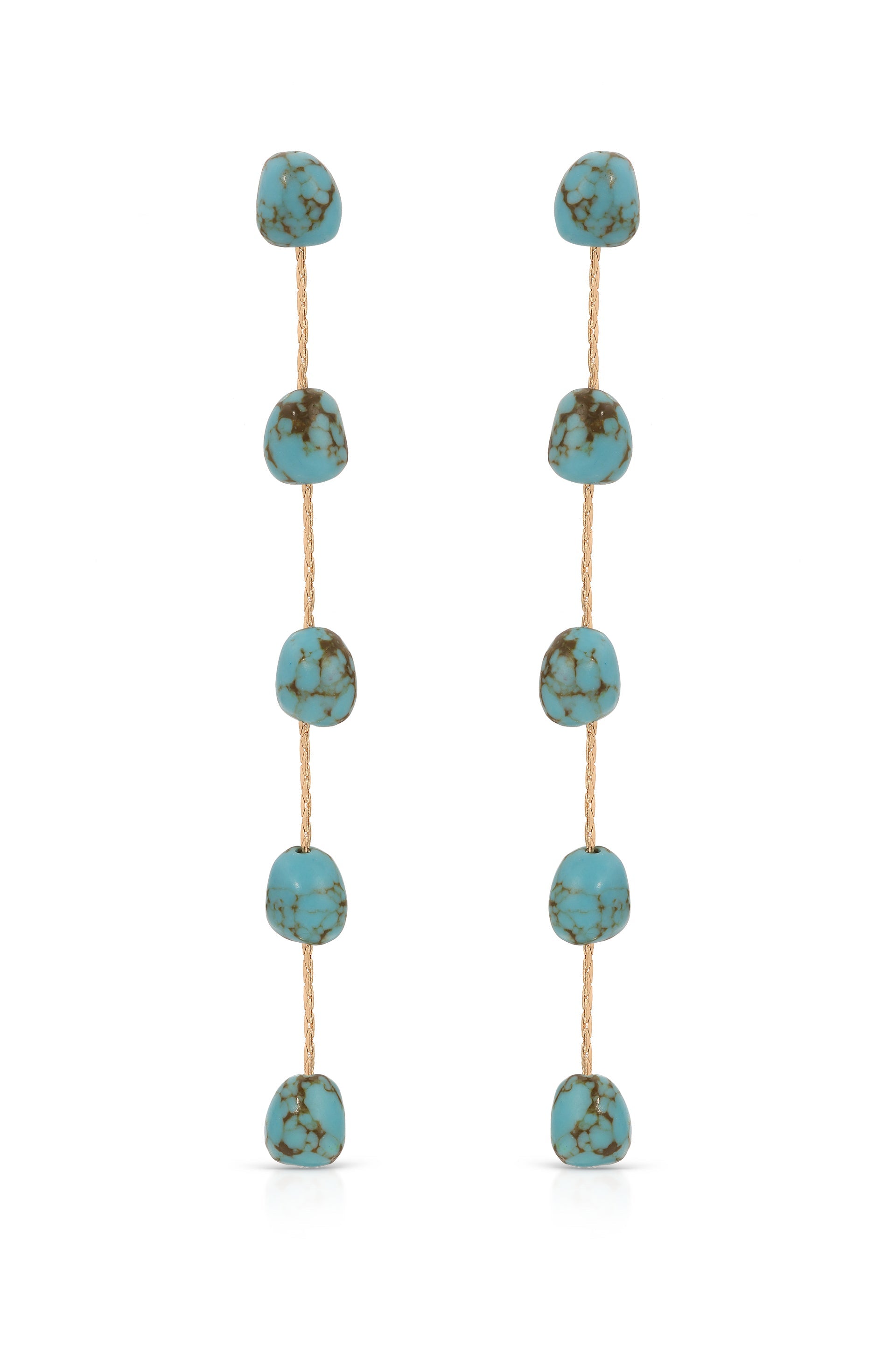 Explore More Collection - Dripping Turquoise Delicate Drop Earrings