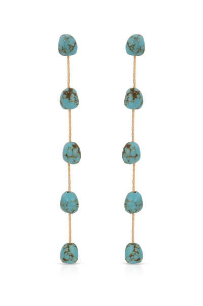 Explore More Collection - Dripping Turquoise Delicate Drop Earrings