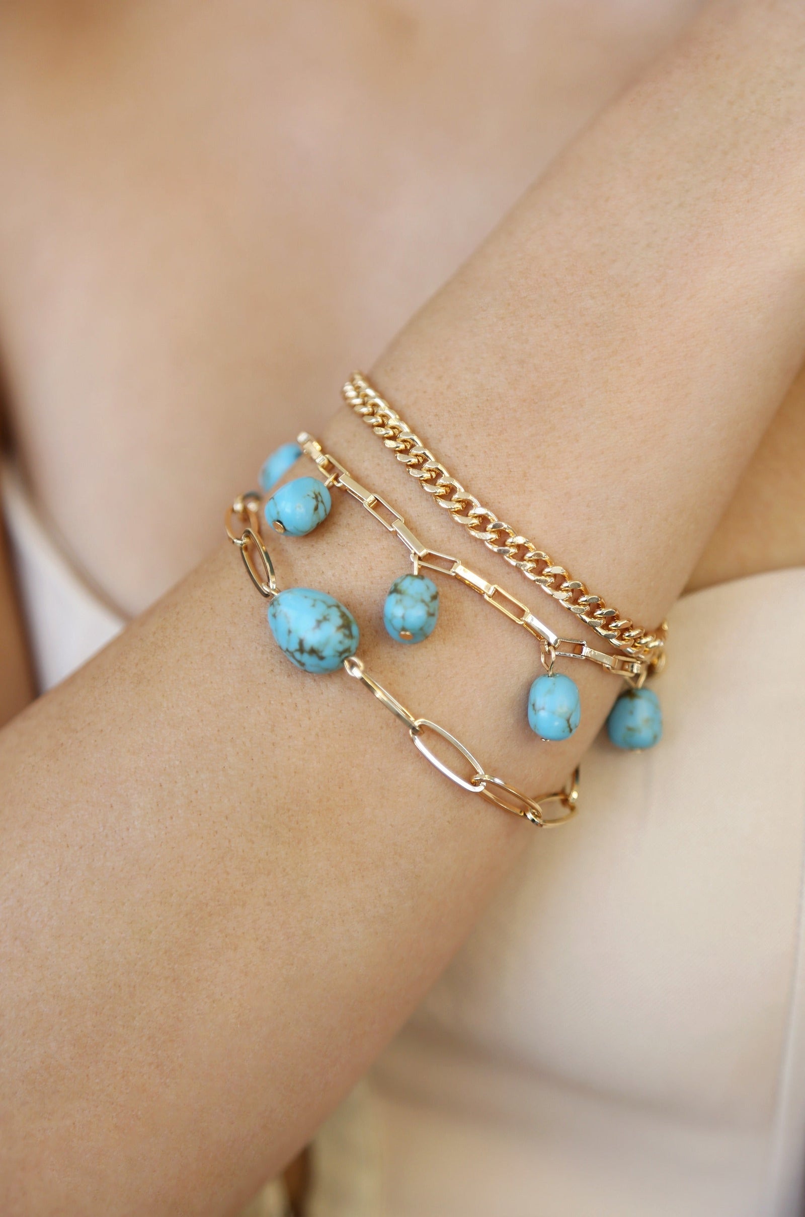 Explore More Collection - Turquoise Nugget Bracelet Set of 3