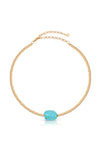 Explore More Collection - Gold Beaded Turquoise Nugget Necklace