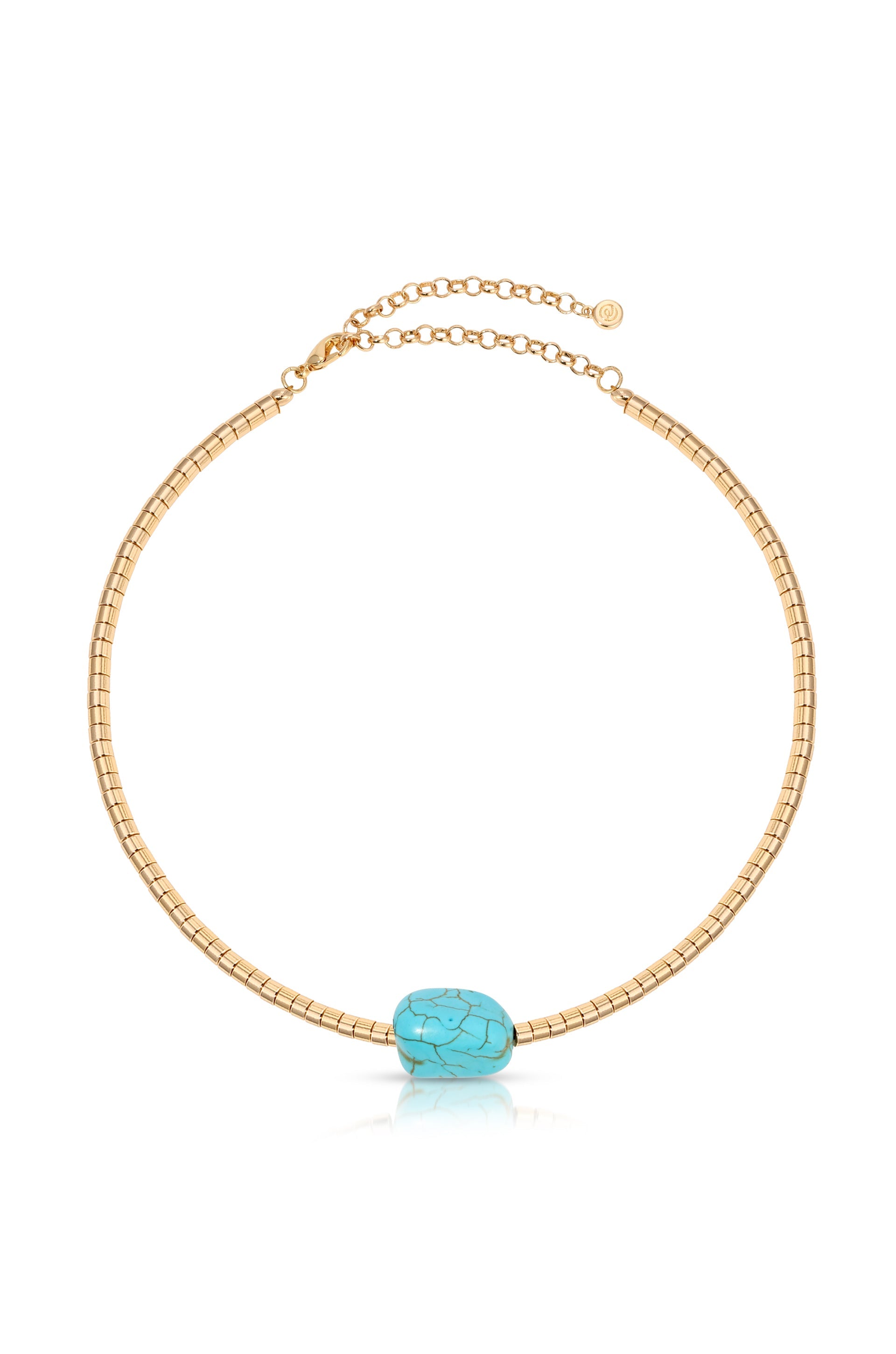 Explore More Collection - Gold Beaded Turquoise Nugget Necklace