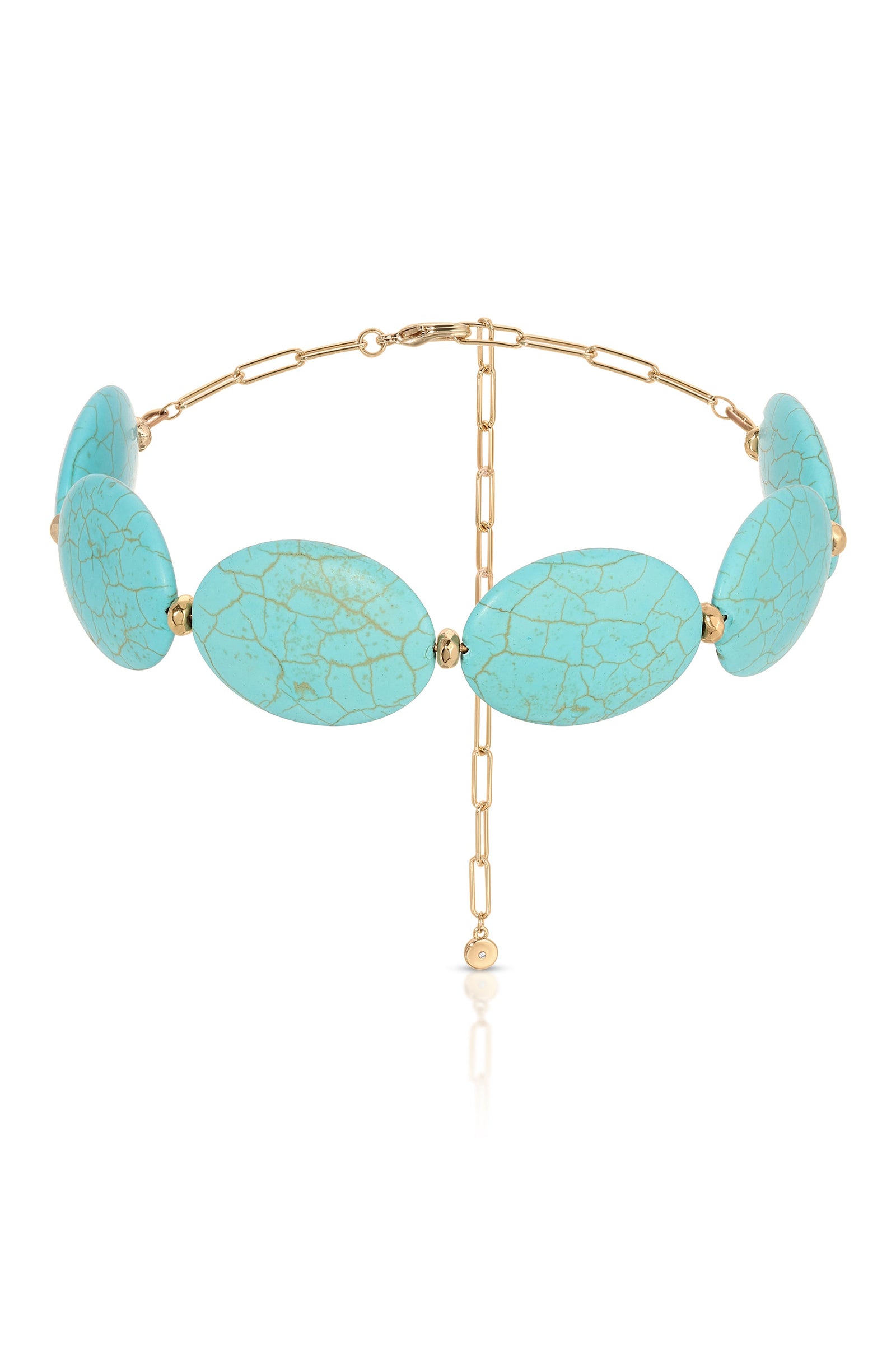 Explore More Collection - Oval Turquoise Stones Statement Choker