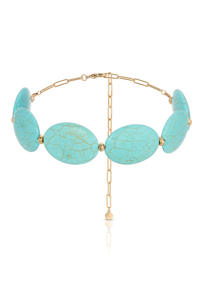 Explore More Collection - Oval Turquoise Stones Statement Choker
