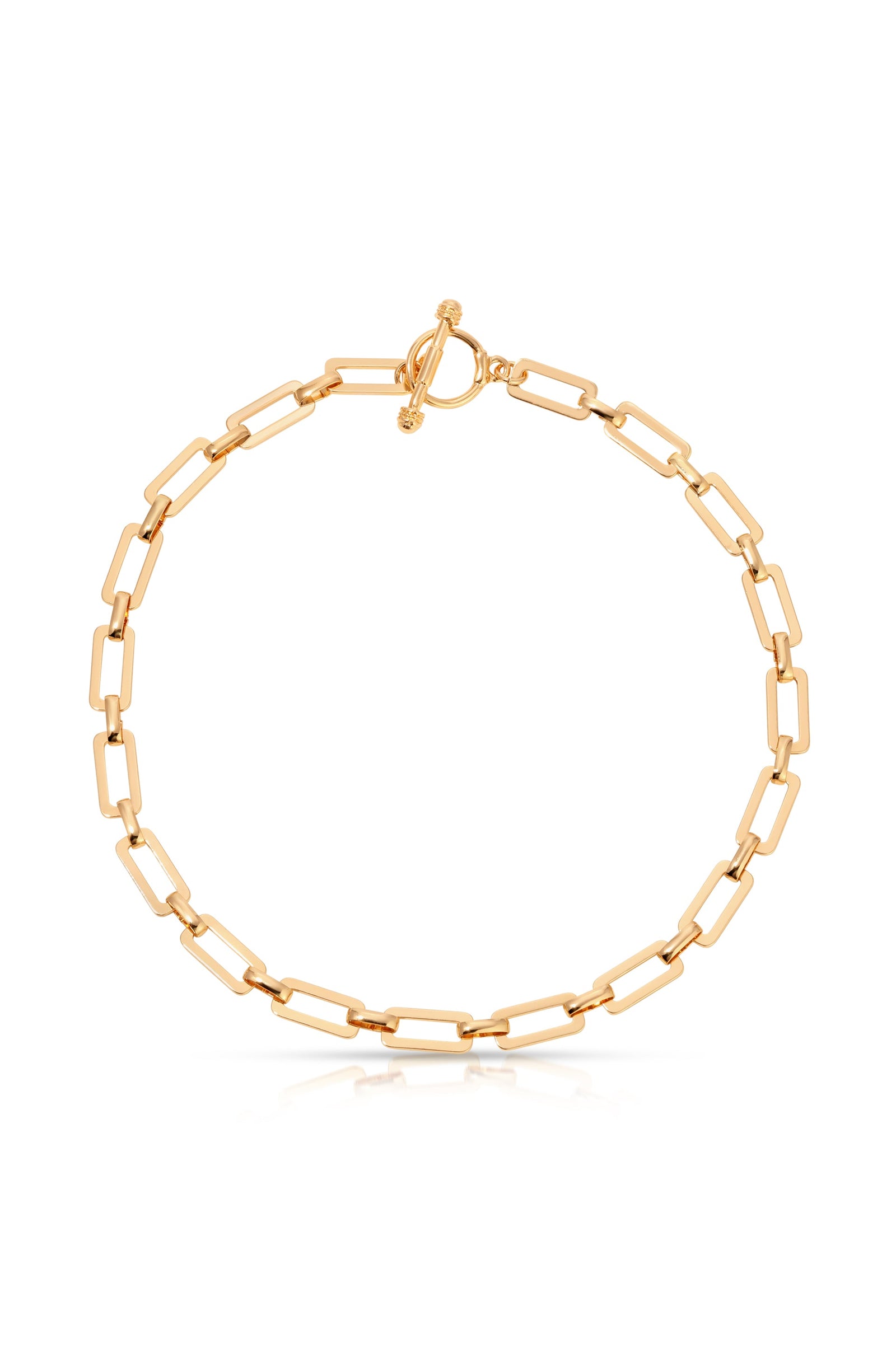 Explore More Collection - Golden Flat Rectangle Chain Necklace